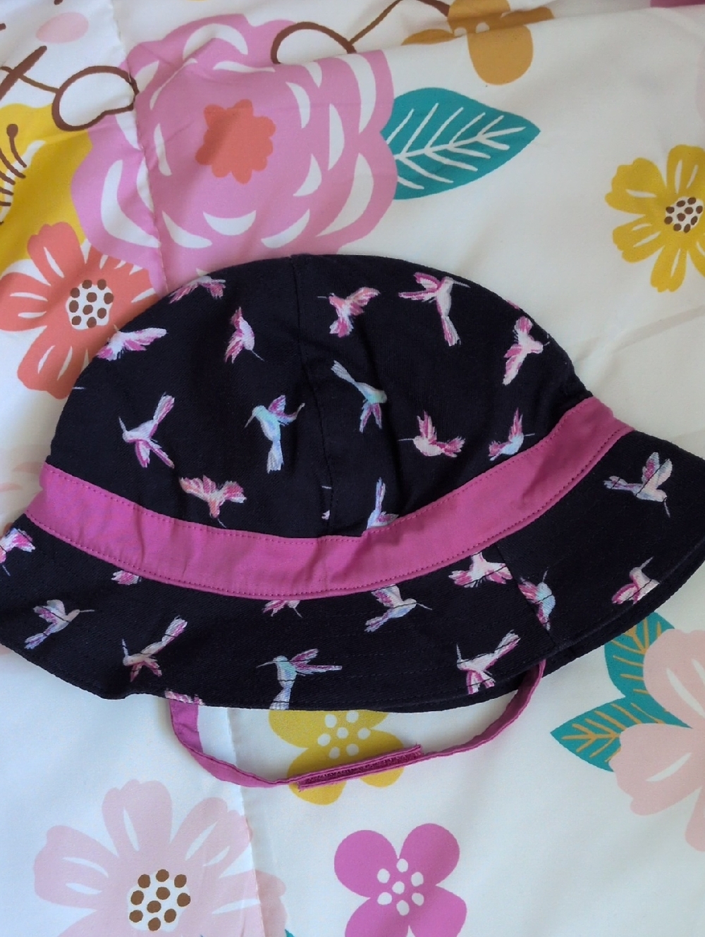 Gymboree Navy Bucket Hat with Pink Accent